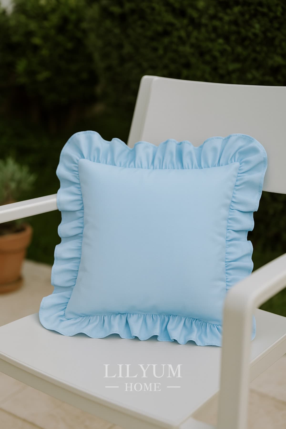 Pamuklu Fırfırlı Dekoratif Kırlent Kılıfı – 43x43 cm ( 1 ADET )
