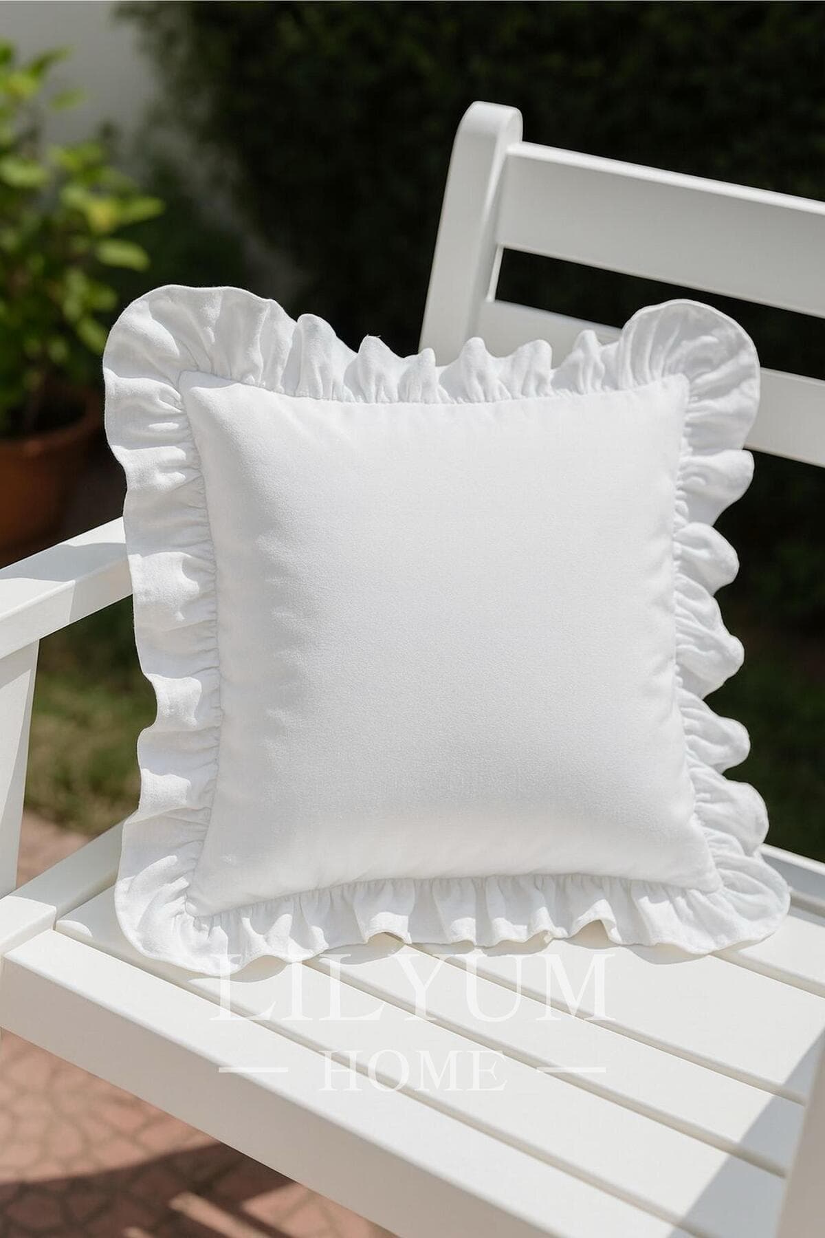 %100 Pamuk Fırfırlı Dekoratif Kırlent Kılıfı – 43x43 cm ( 1ADET )