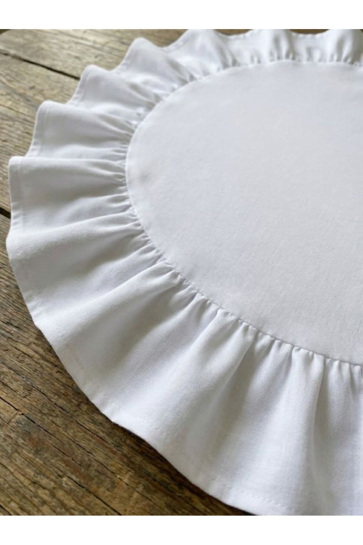 Fırfırlı %100 Pamuk Yuvarlak Amerikan Servisi&Supla 2’li Set 40 CM