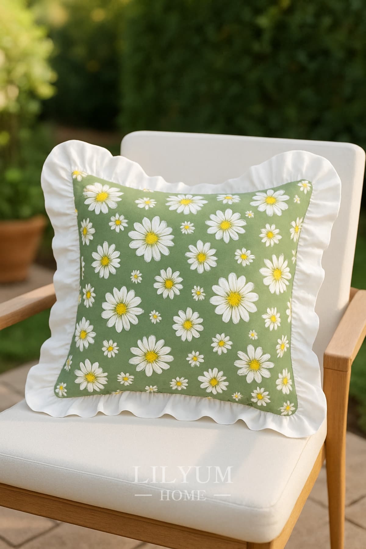 Dijital Baskılı Beyaz Fırfırlı Kırlent Kılıfı – 43x43 cm ( 1 ADET )